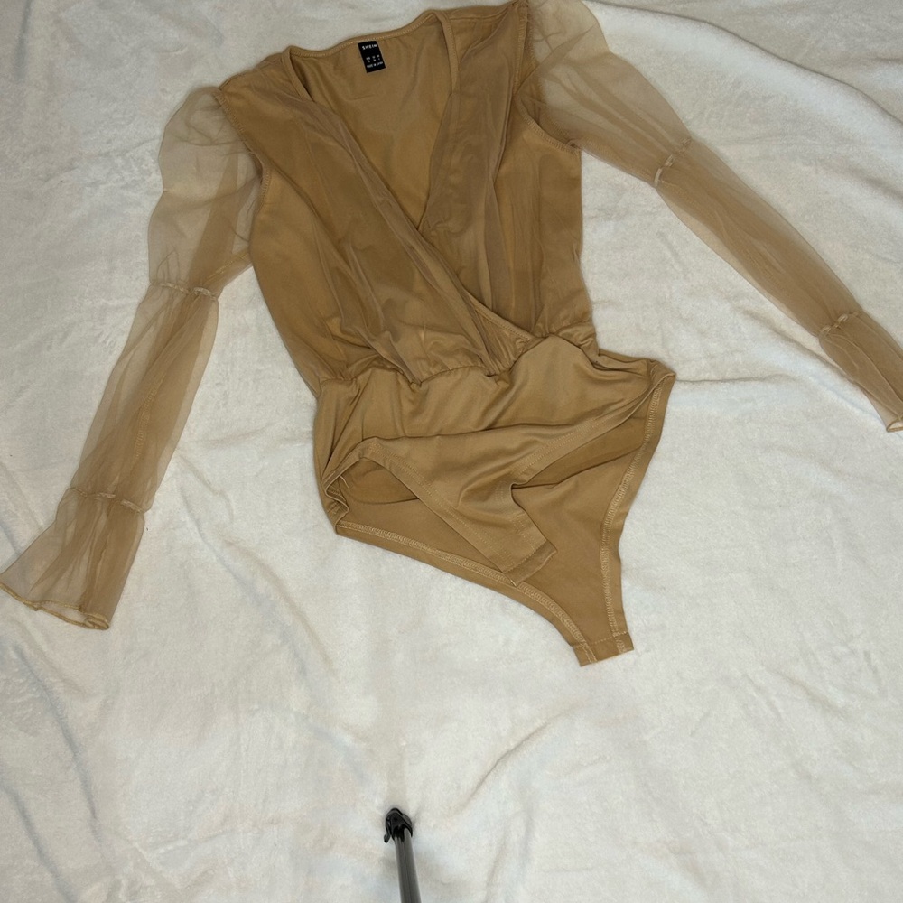 SHEIN Tan Sheer Bodysuit
